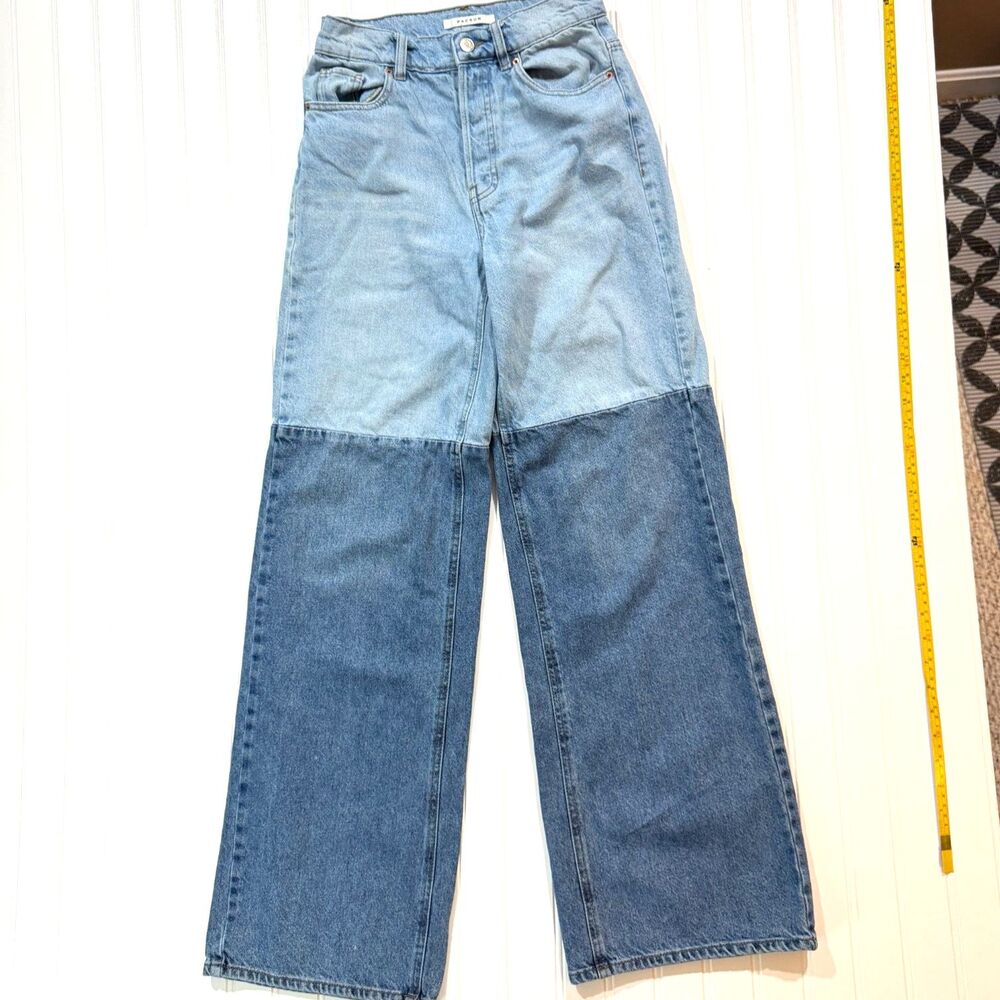 PacSun Two Tone Colorblock Baggy Jeans Wide Leg Button Fly Denim Pants 25